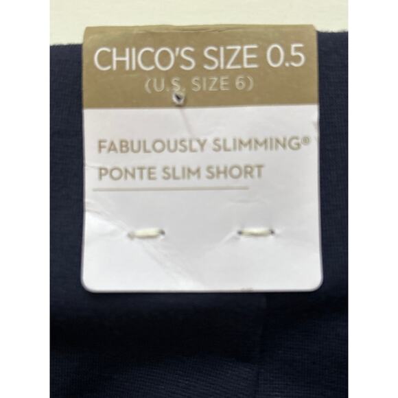 Chico’s Fabulously Slimming Pants Navy Blue Size 6 Short Ponte Knit Slim NWT - Picture 7 of 9